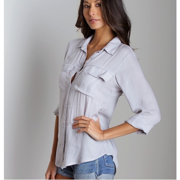 Anthropologie Bella Dahl Green LongSleeve Button Up Blouse size Large - Picture 4 of 7